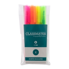 Classmates Highlighter Pens - Assorted - Pack of 4